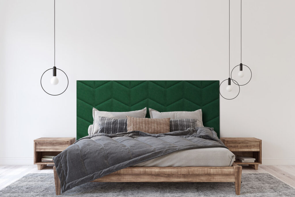 Upholstered panels as a bed headboard